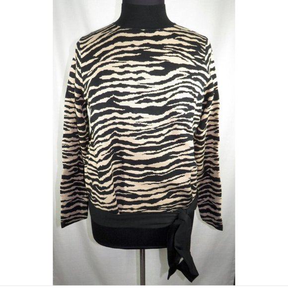 Sofia Vergara Plus Size 3X Tan/Black Zebra Print Long Sleeve Mock Neck Sweater - Picture 1 of 6